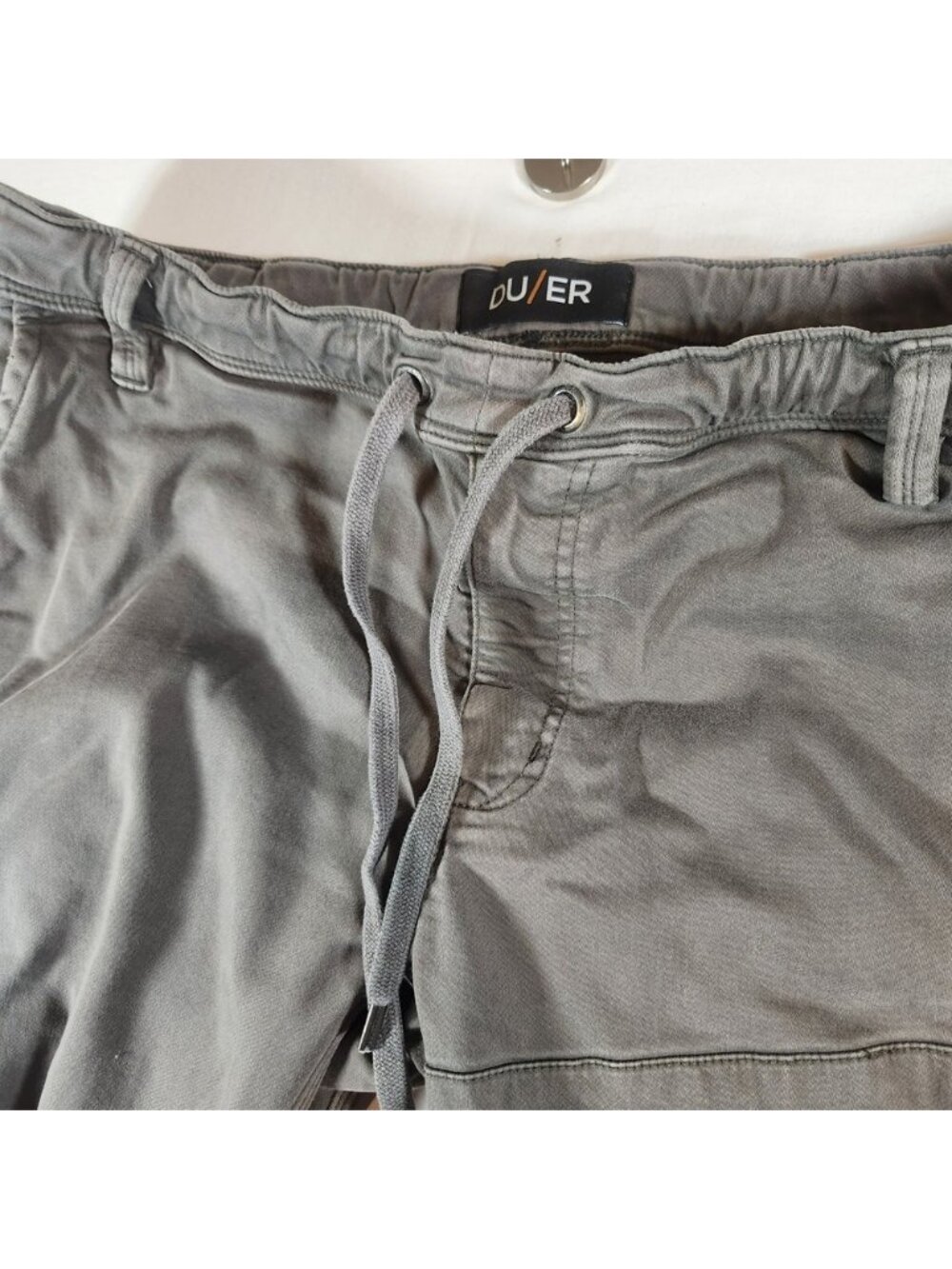 DU/ER No Sweat Jogger Grey Mens Pants 36x29 Tapered Stretch Drawstring Active